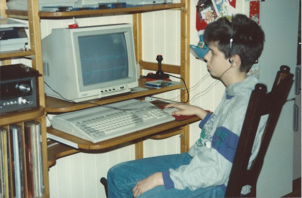 Joris composing music on an Amiga 500.